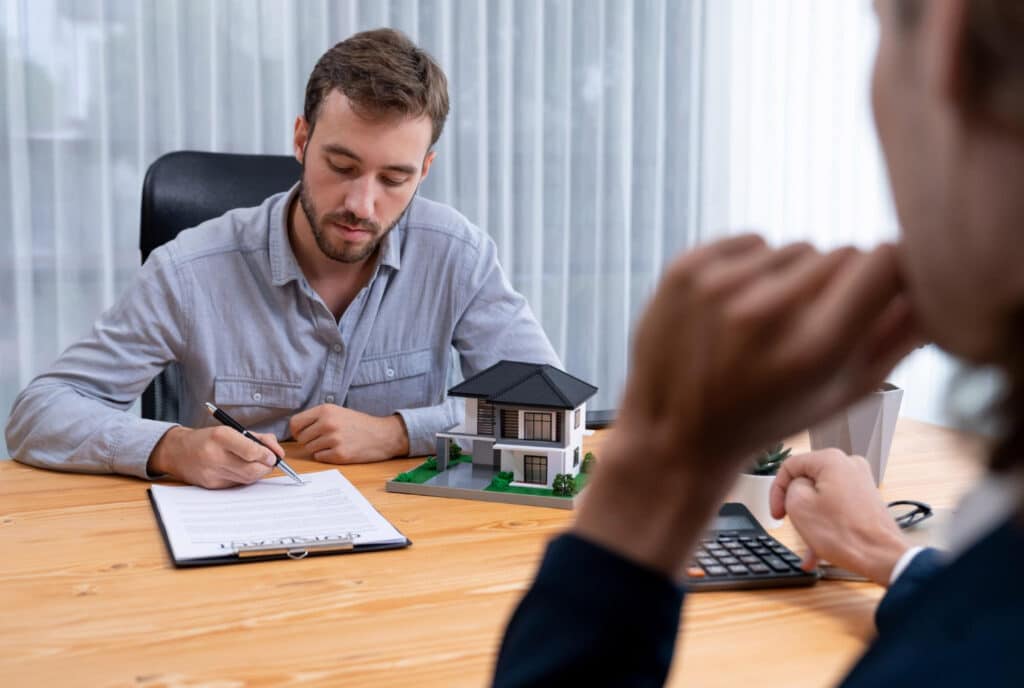 New home owner signing house loan or rental lease contract entity